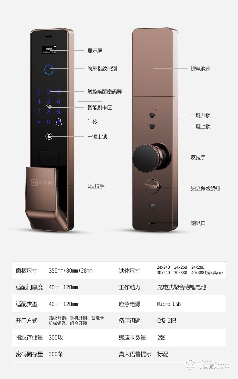 弘顾智能锁 H001家用防盗门锁智能电子锁全自动刷卡感应