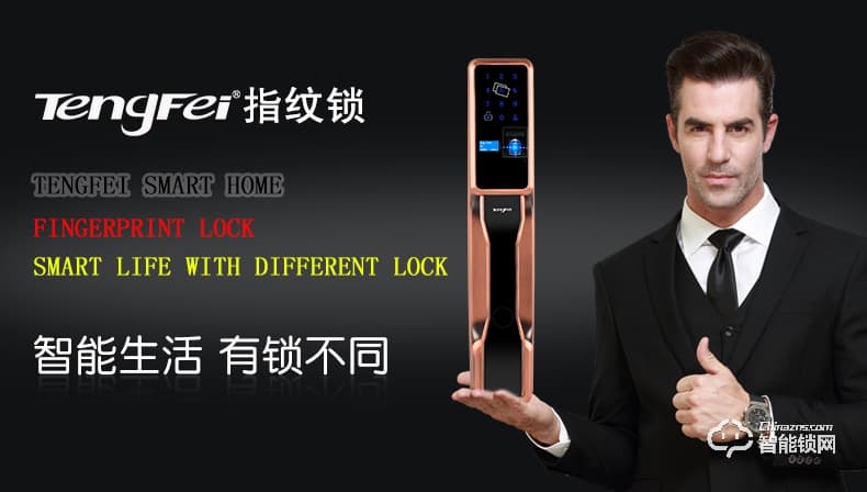 腾飞指纹锁 家用防盗门密码锁新款智能门锁