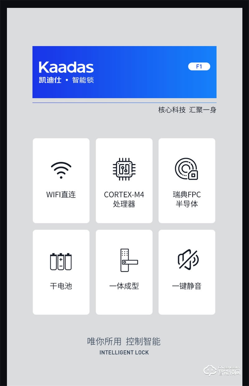凯迪仕指纹锁F1 密码锁家用防盗门智能锁