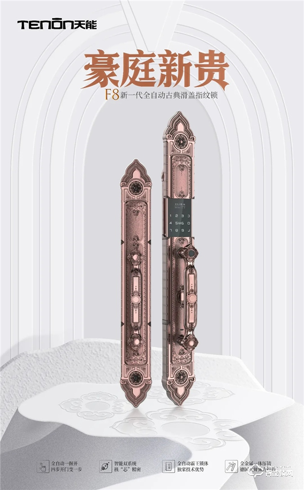 新品速递 · 豪庭新贵丨名流首选天能F8全自动古典别墅锁