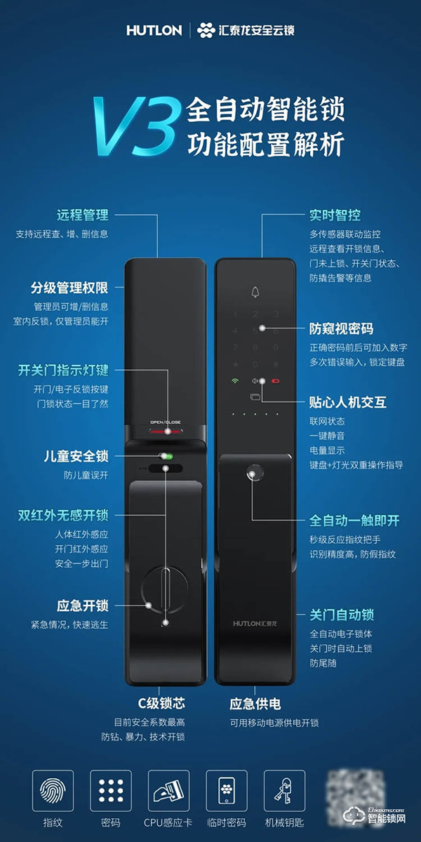 一触即开·无感开锁 | 汇泰龙V3全自动智能锁炫耀登场！